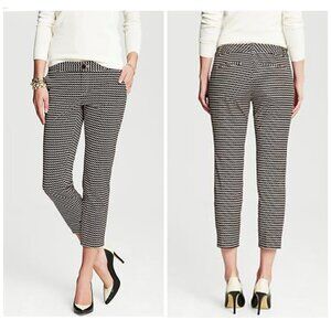 Banana Republic Hampton Black White Geometric Print Crop Ankle Trouser Pant Sz 4